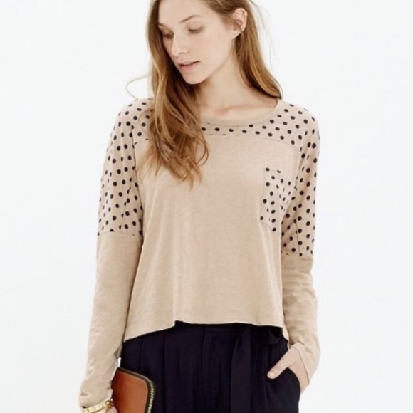 Madewell Tops - NWOT Madewell long sleeve sleeve tee w/ polka dots